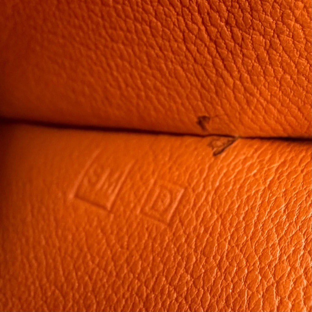Hermes Vintage Leather Silver Martin Margiela Era Clochette Necklace Orange — view 7