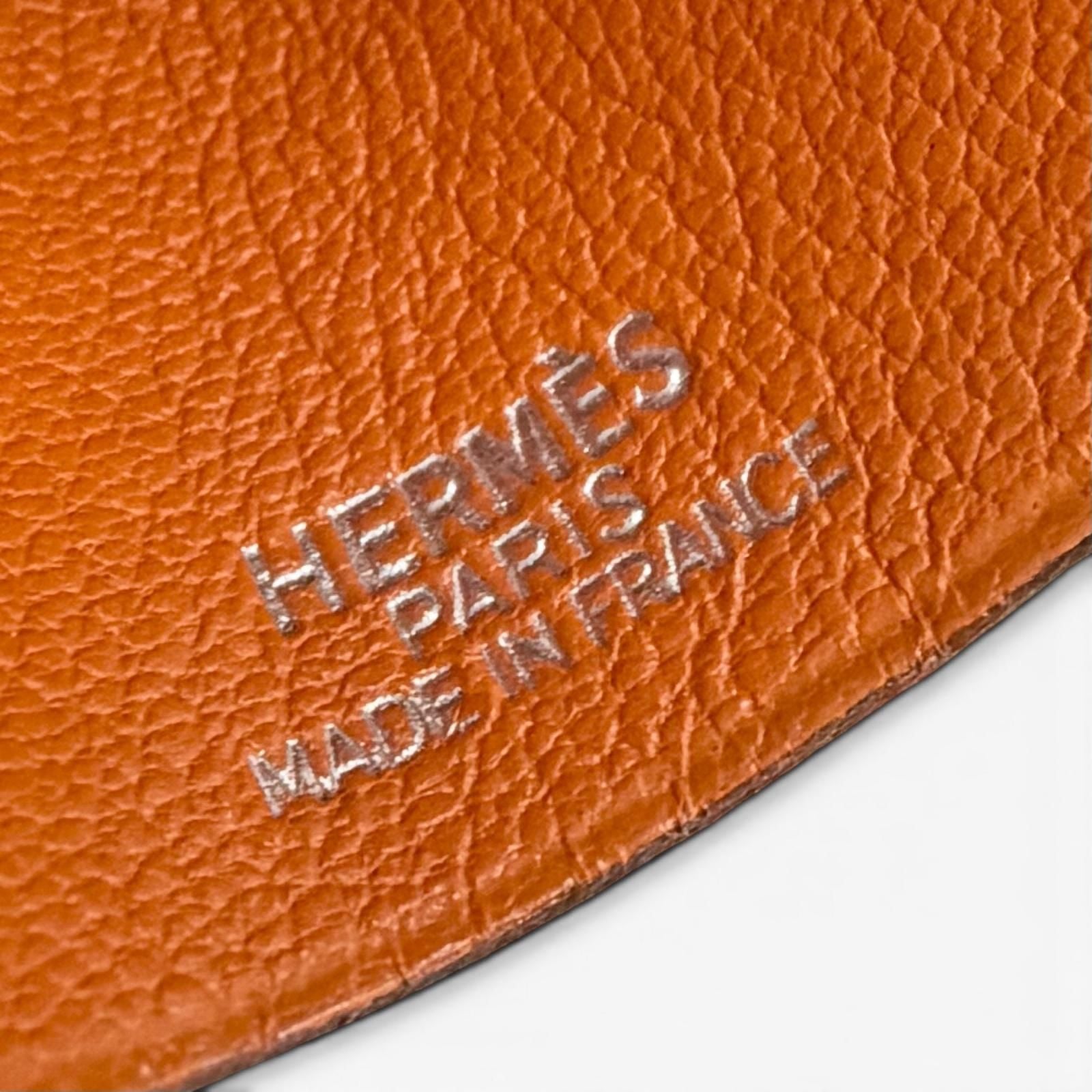 Hermes Vintage Leather Silver Martin Margiela Era Clochette Necklace Orange — view 5