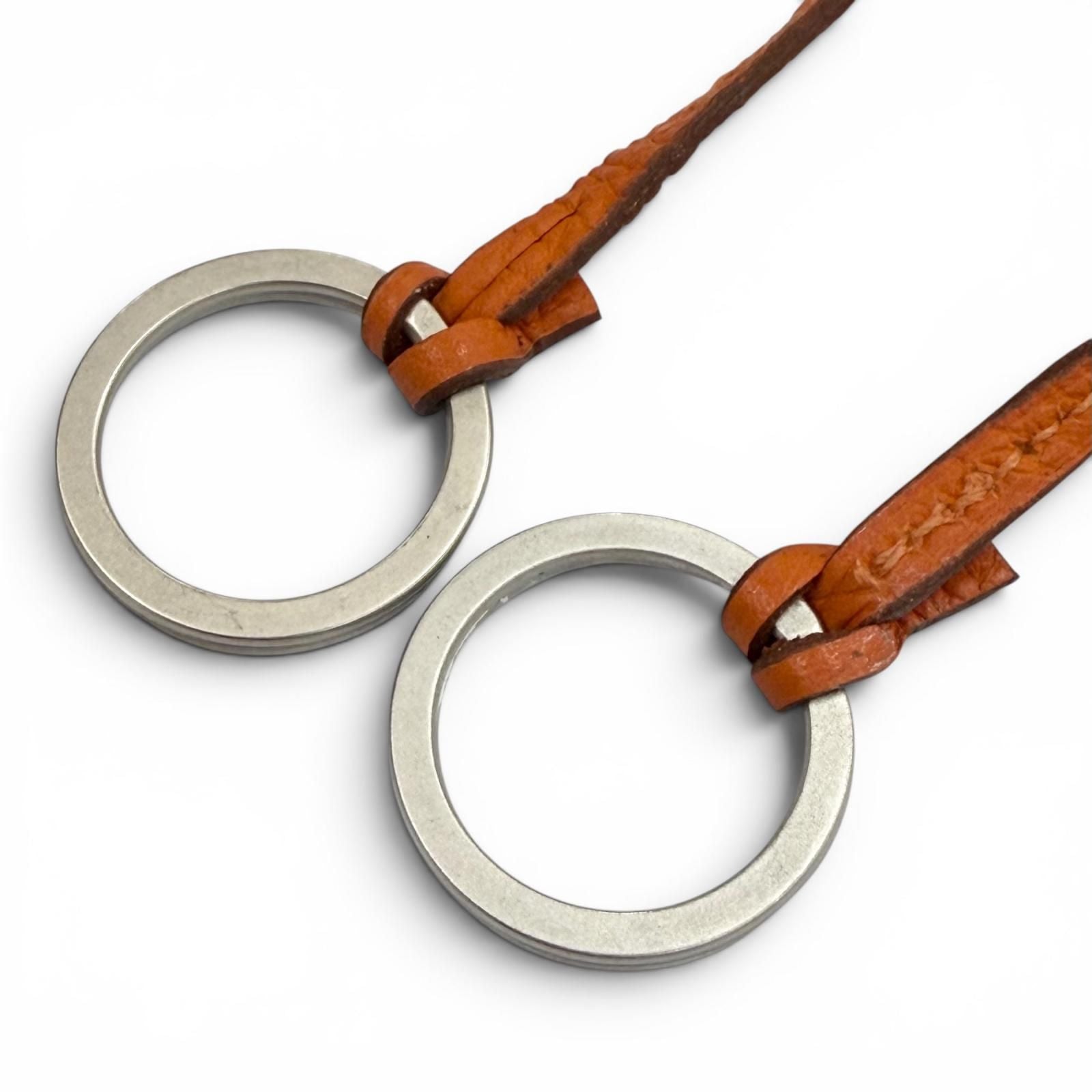 Hermes Vintage Leather Silver Martin Margiela Era Clochette Necklace Orange — view 6