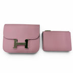 Hermes Constance Slim Veau Epsom Mauve Sylvestre Silver Compact Wallet Bifold — view 2