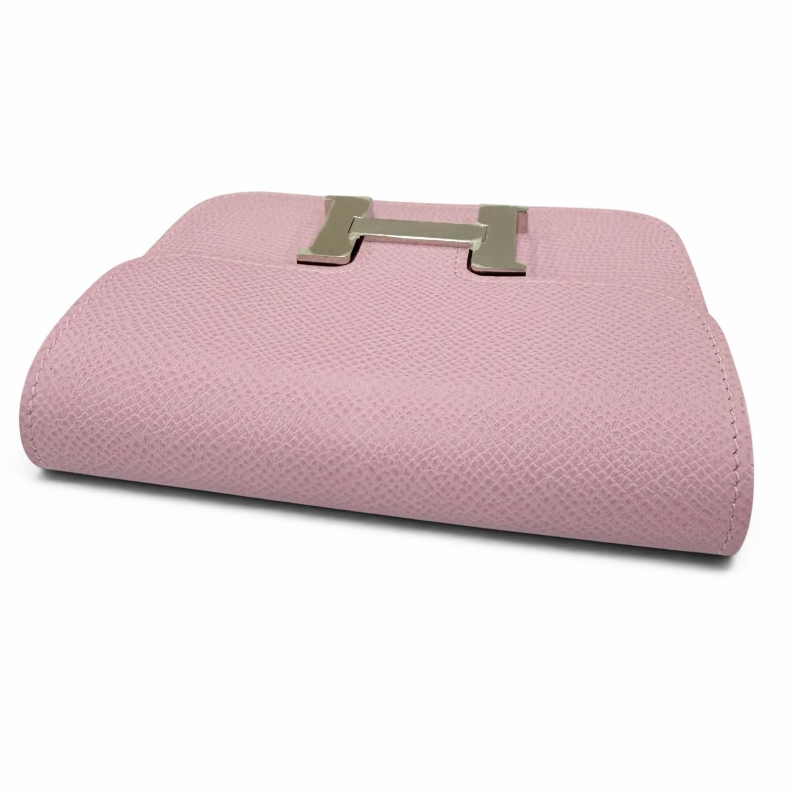 Hermes Constance Slim Veau Epsom Mauve Sylvestre Silver Compact Wallet Bifold — view 6
