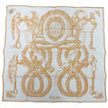 Hermes Carre 45 Della Cavalleria Cotton 100% Scarf Handkerchief Orange White