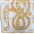Hermes Carre 45 Della Cavalleria Cotton 100% Scarf Handkerchief Orange White — view 6