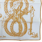 Hermes Carre 45 Della Cavalleria Cotton 100% Scarf Handkerchief Orange White — view 5