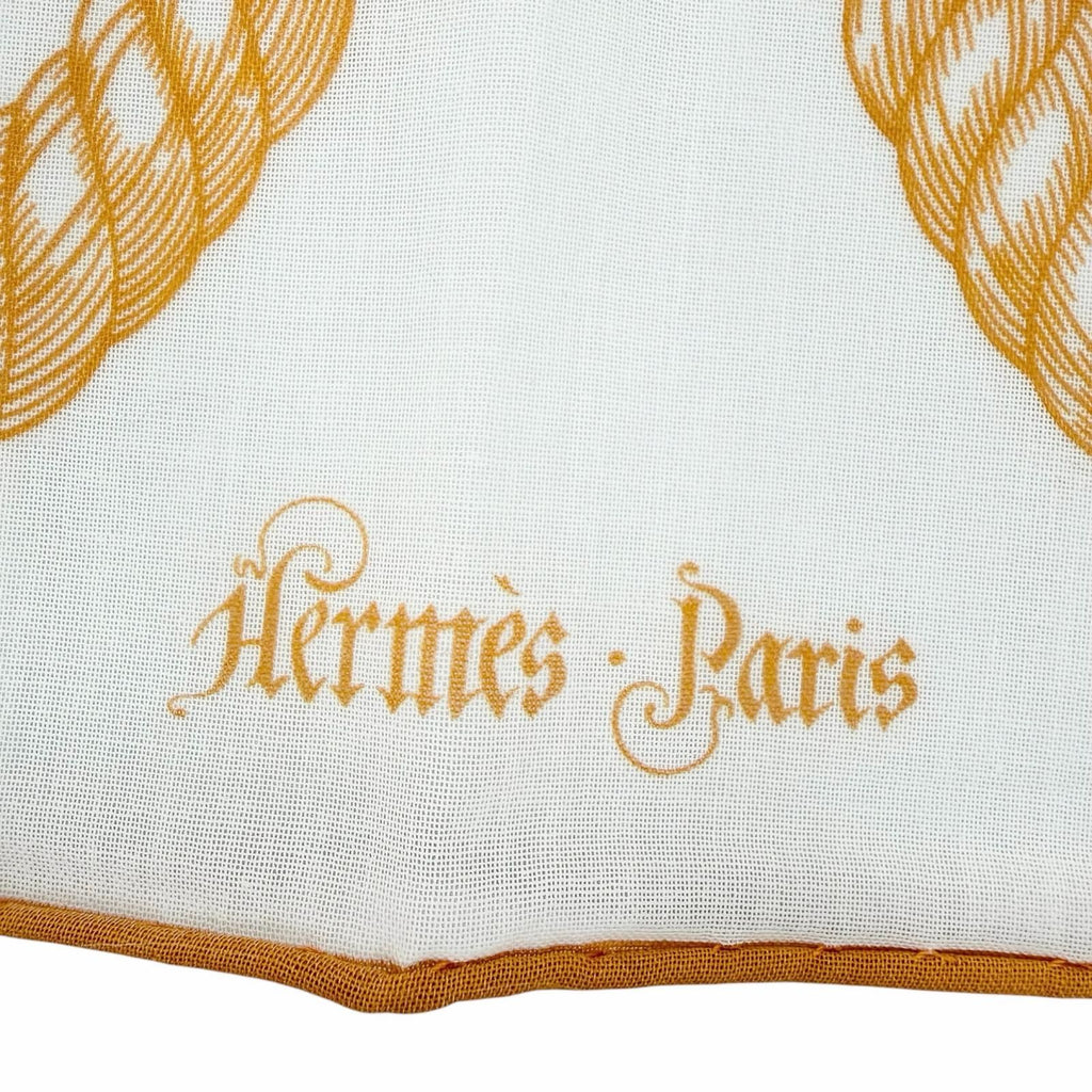 Hermes Carre 45 Della Cavalleria Cotton 100% Scarf Handkerchief Orange White — view 8