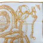 Hermes Carre 45 Della Cavalleria Cotton 100% Scarf Handkerchief Orange White — view 4