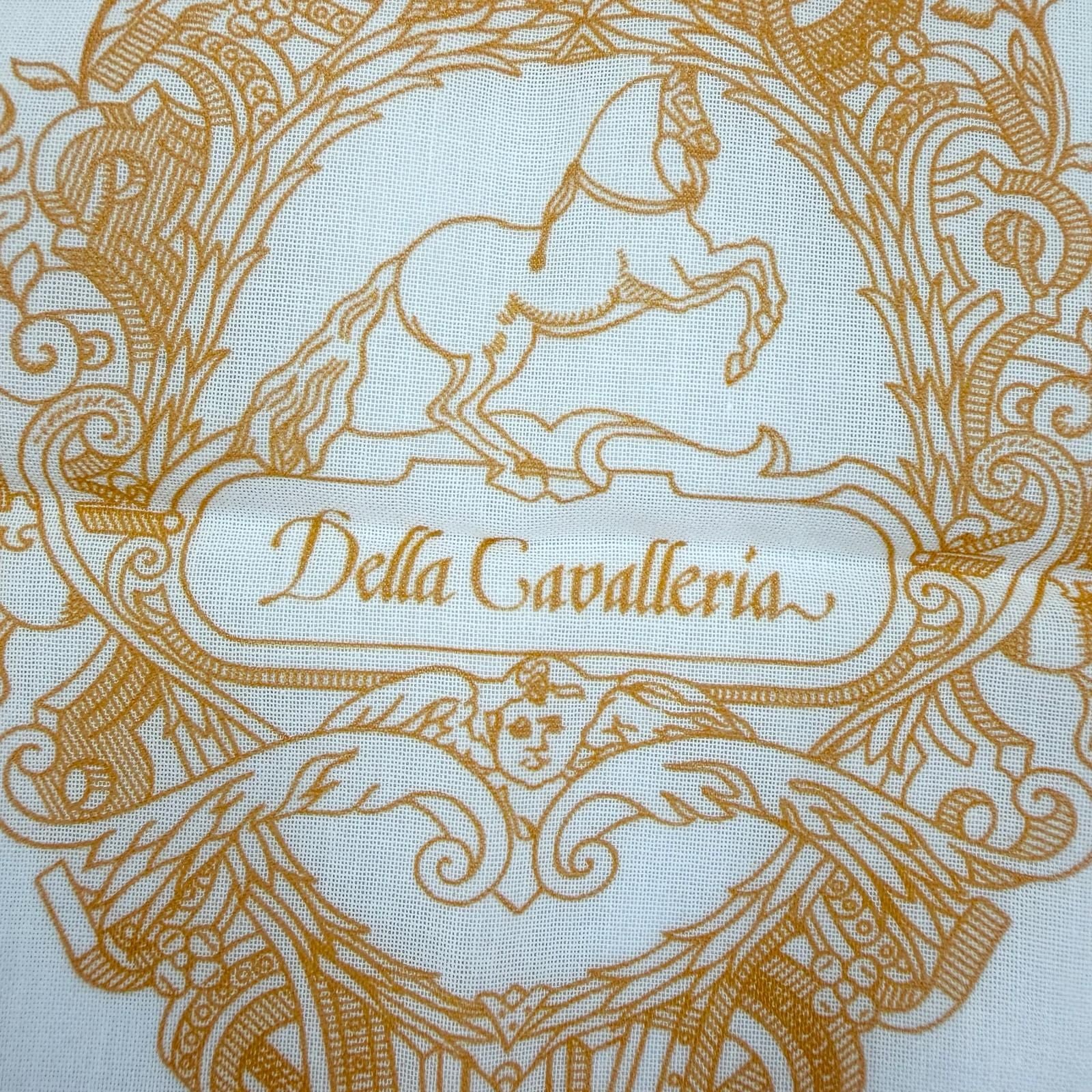 Hermes Carre 45 Della Cavalleria Cotton 100% Scarf Handkerchief Orange White — view 7