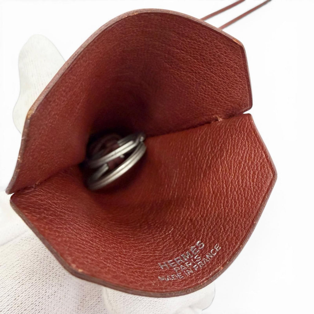 Hermes Vintage Leather Rouge Ash Silver Martin Margiela Era Clochette Necklace — view 7