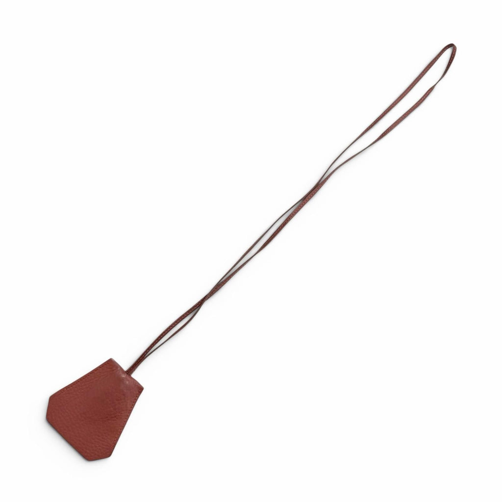 Hermes Vintage Leather Rouge Ash Silver Martin Margiela Era Clochette Necklace — view 3