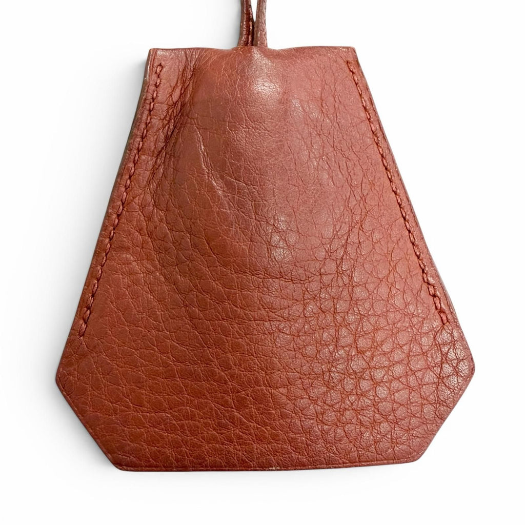Hermes Vintage Leather Rouge Ash Silver Martin Margiela Era Clochette Necklace — view 2
