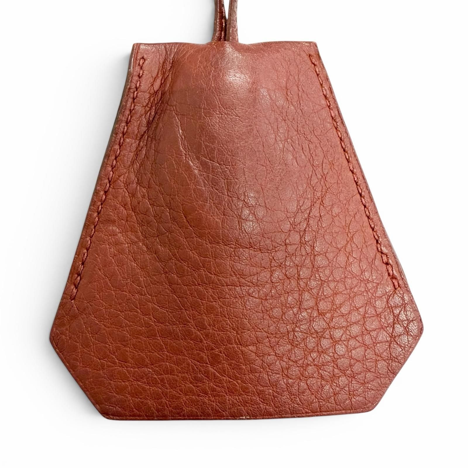 Hermes Vintage Leather Rouge Ash Silver Martin Margiela Era Clochette Necklace — view 2