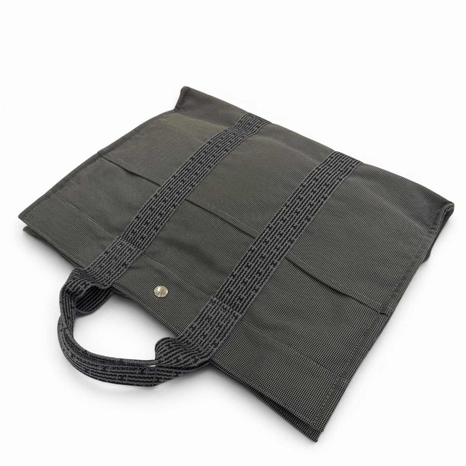 Hermes Her Line Silver Series Canvas Tote Gray — view 4