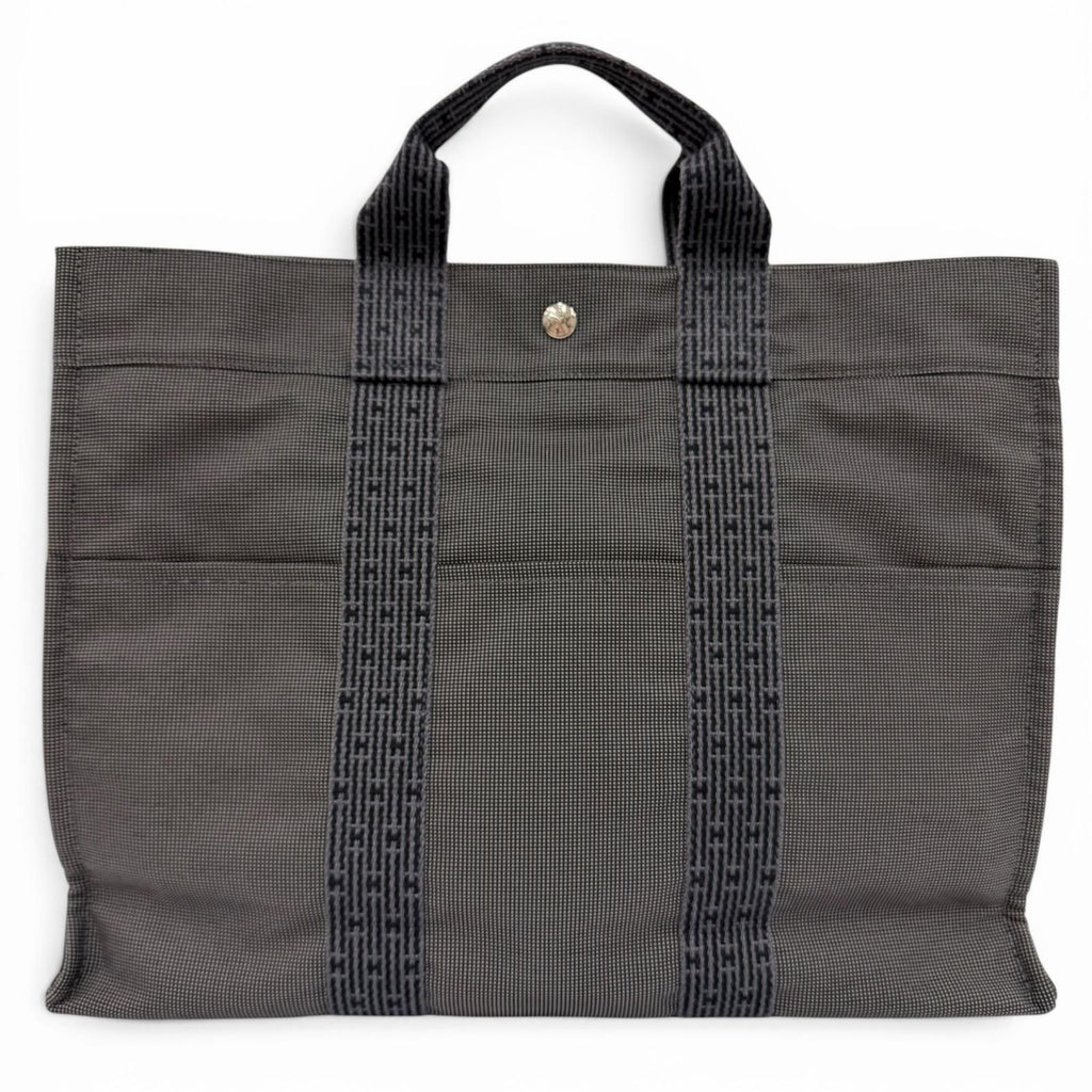 Hermes Her Line Silver Series Canvas Tote Gray