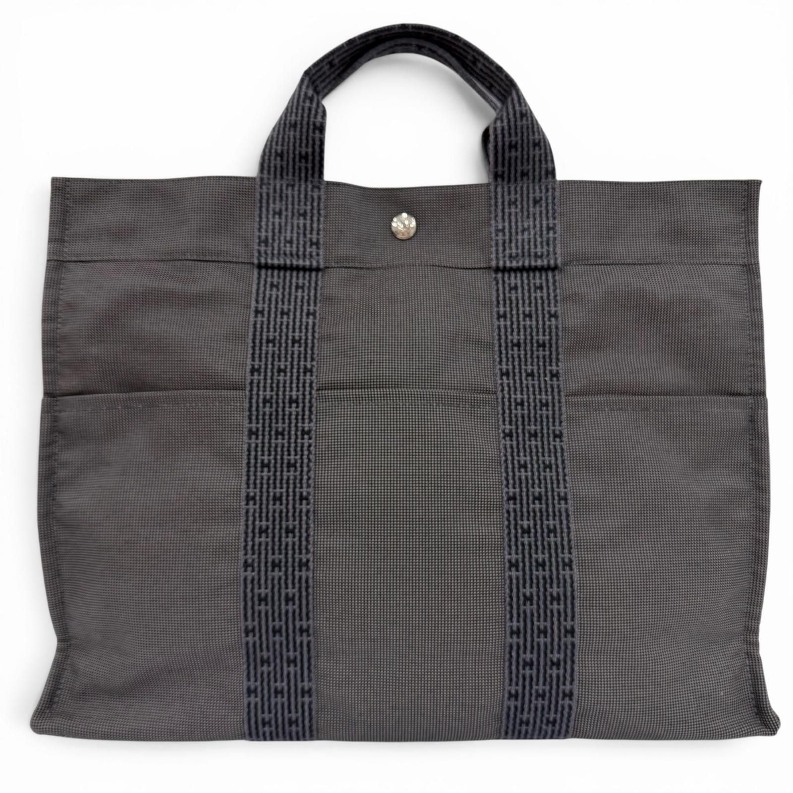 Hermes Her Line Silver Series Canvas Tote Gray — view 2