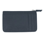 Prada Saffiano Triangle Card Case Leather Coin Black Silver — view 2