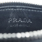Prada Saffiano Triangle Card Case Leather Coin Black Silver — view 7