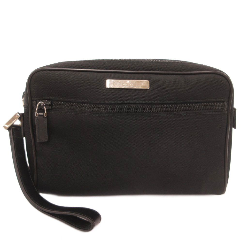 Gucci Clutch Second Canvas Logo Plate Black