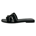 Hermes Sandals 38 Oran Black Bijou Rhinestone