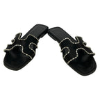 Hermes Sandals 38 Oran Black Bijou Rhinestone — view 2