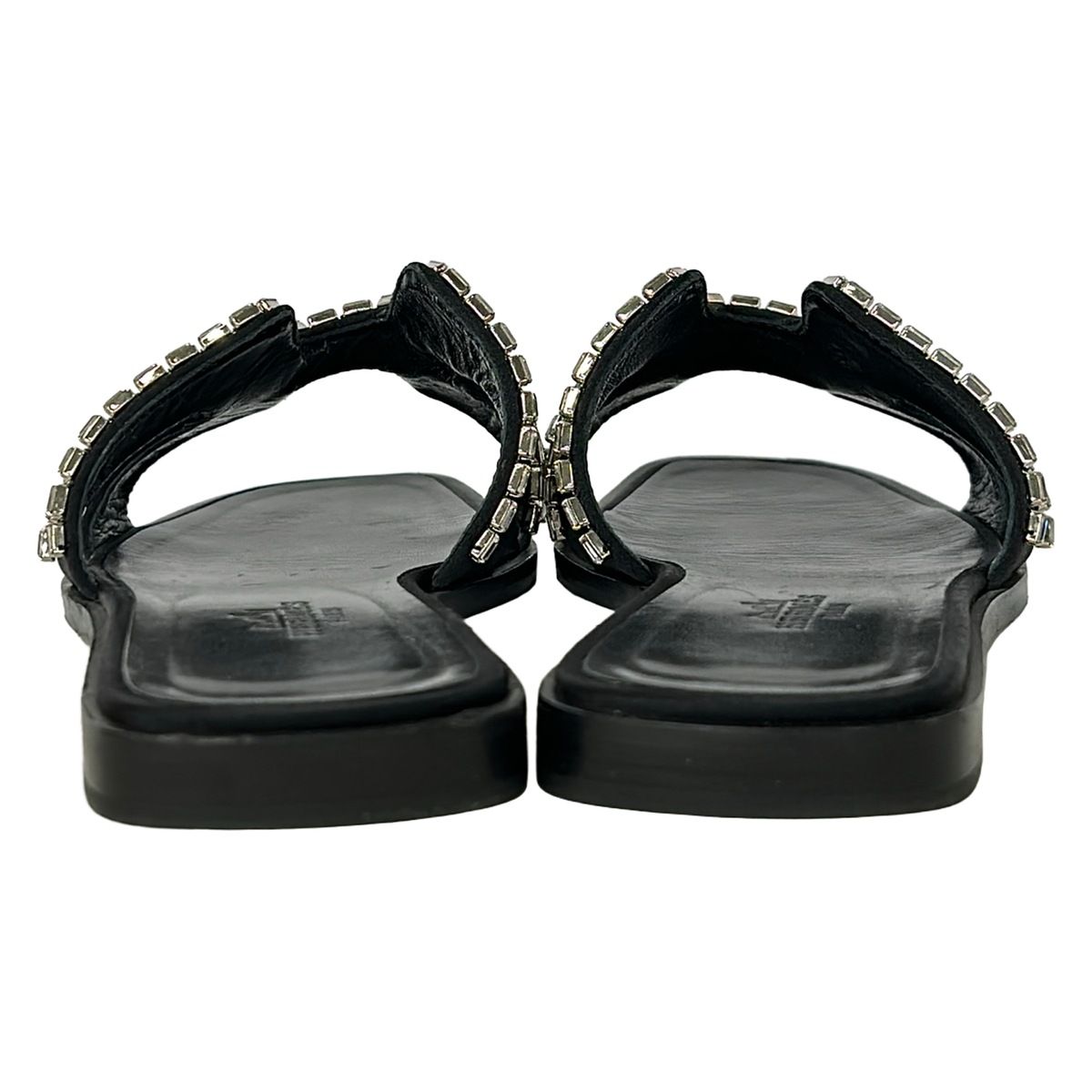 Hermes Sandals 38 Oran Black Bijou Rhinestone — view 3