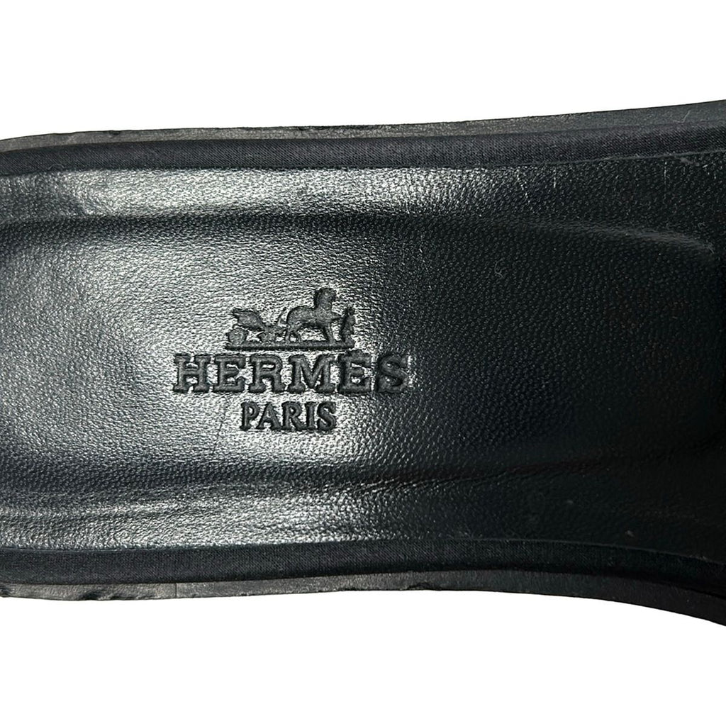 Hermes Sandals 38 Oran Black Bijou Rhinestone — view 5