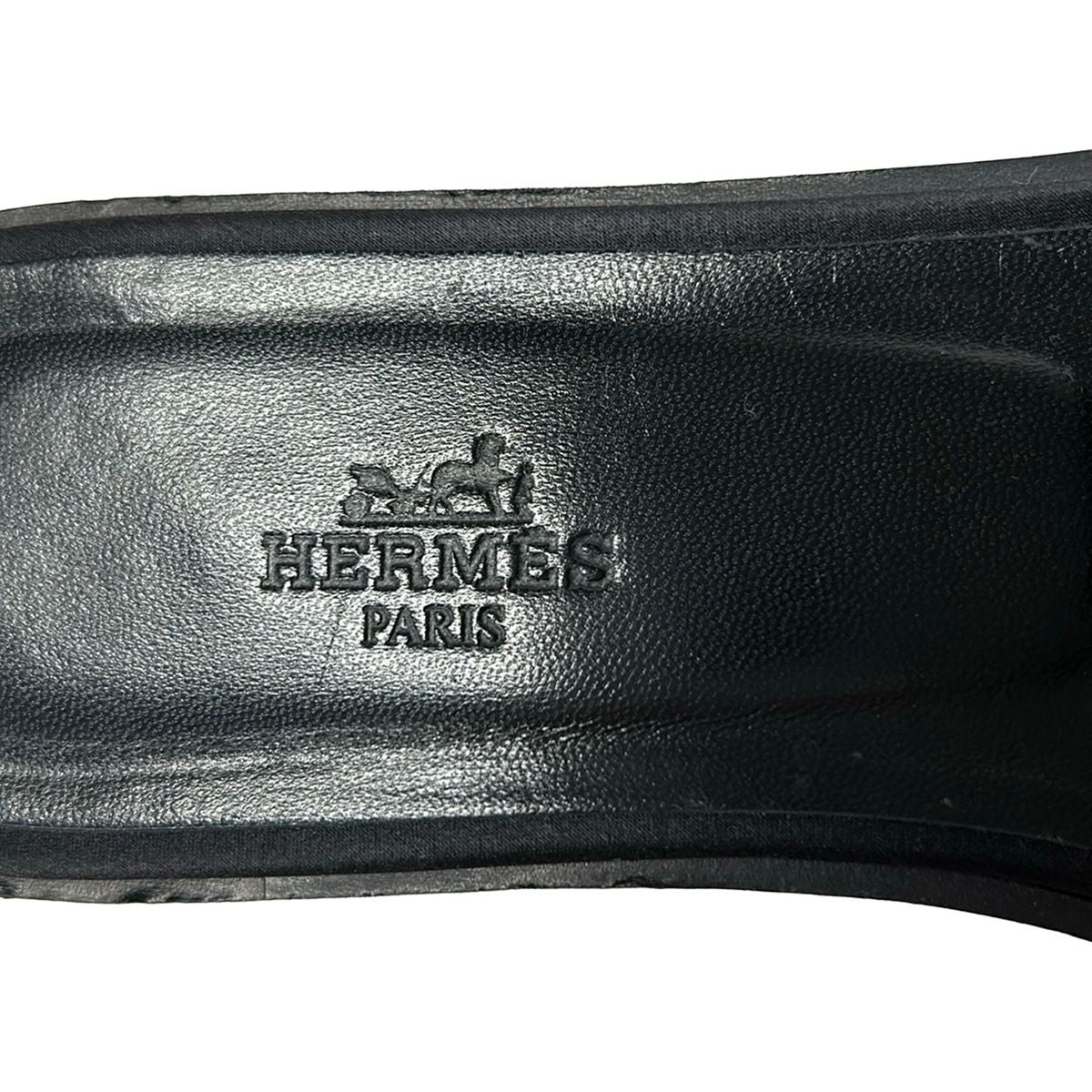 Hermes Sandals 38 Oran Black Bijou Rhinestone — view 5