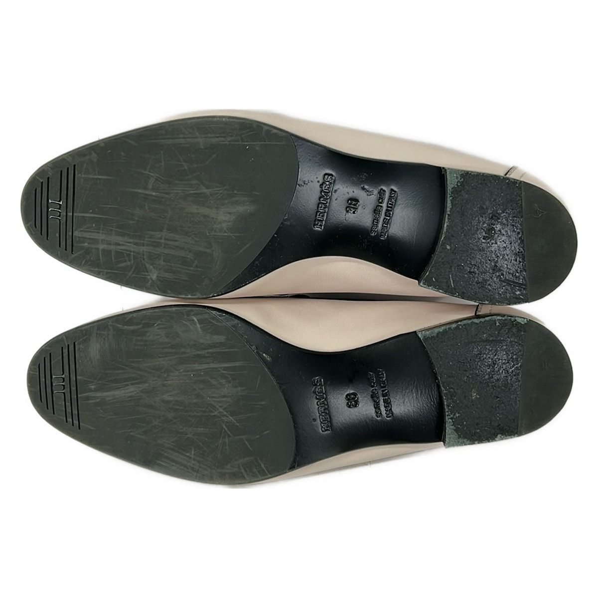 Hermes Loafers 38 Moccasins Paris Light Pink Silver Leather — view 4