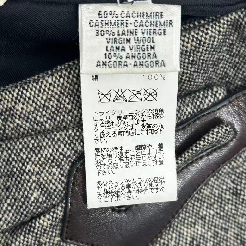 Hermes Skirt Cashmere Leather Gray 38