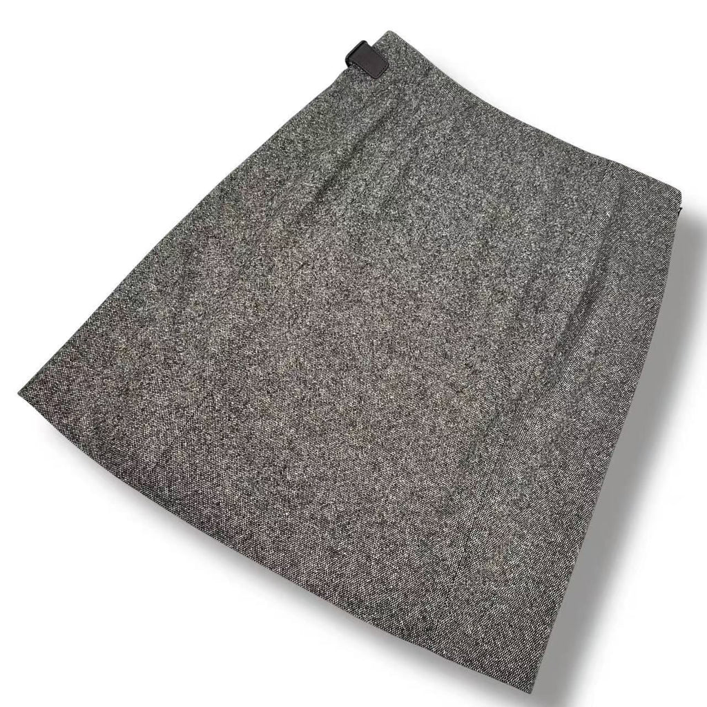 Hermes Skirt Cashmere Leather Gray 38