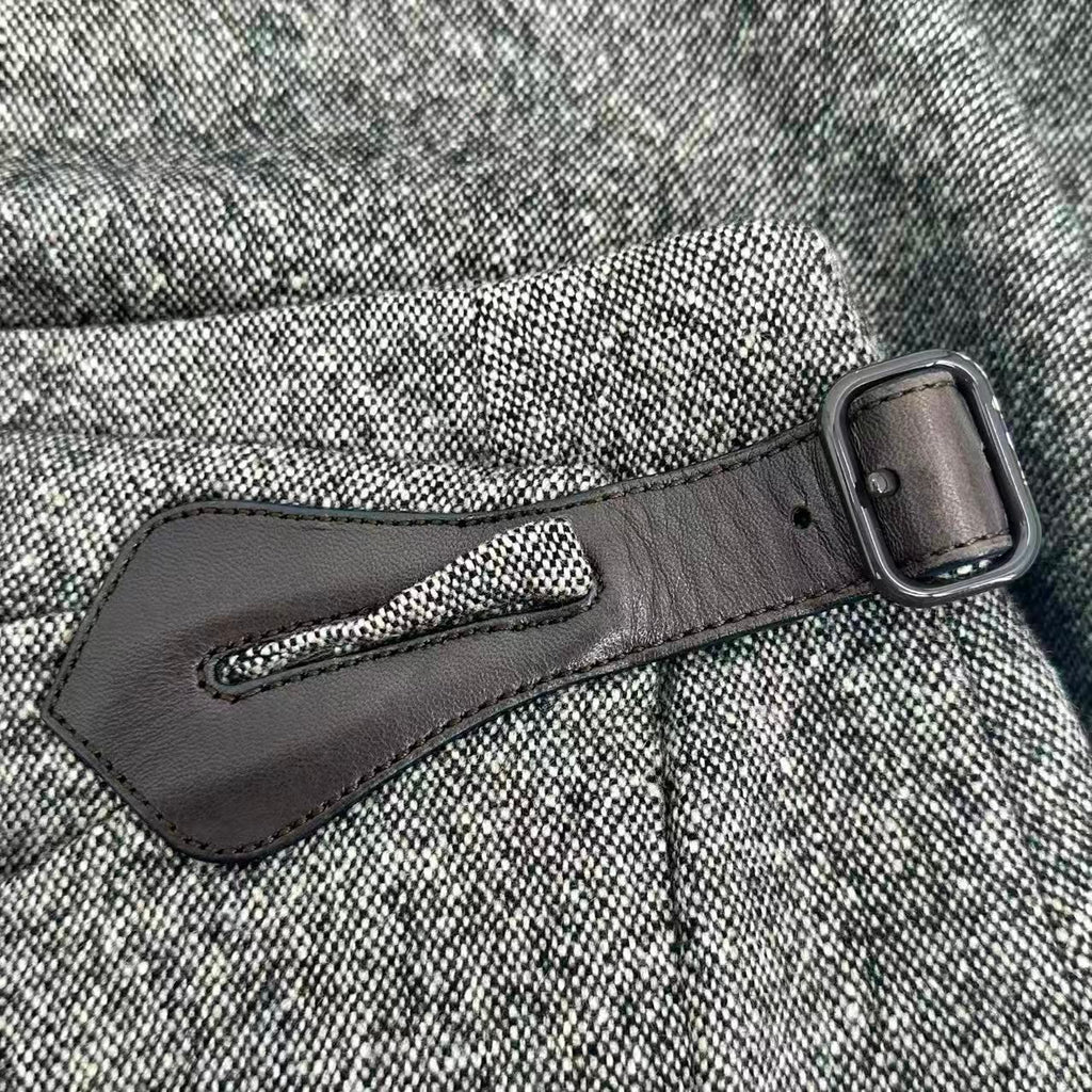 Hermes Skirt Cashmere Leather Gray 38