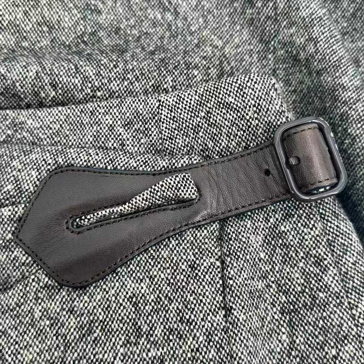 Hermes Skirt Cashmere Leather Gray 38