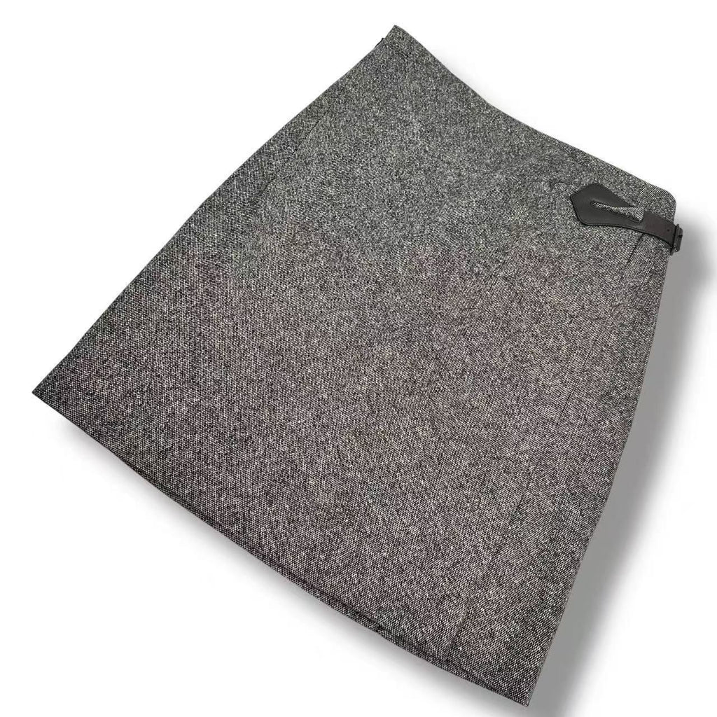 Hermes Skirt Cashmere Leather Gray 38