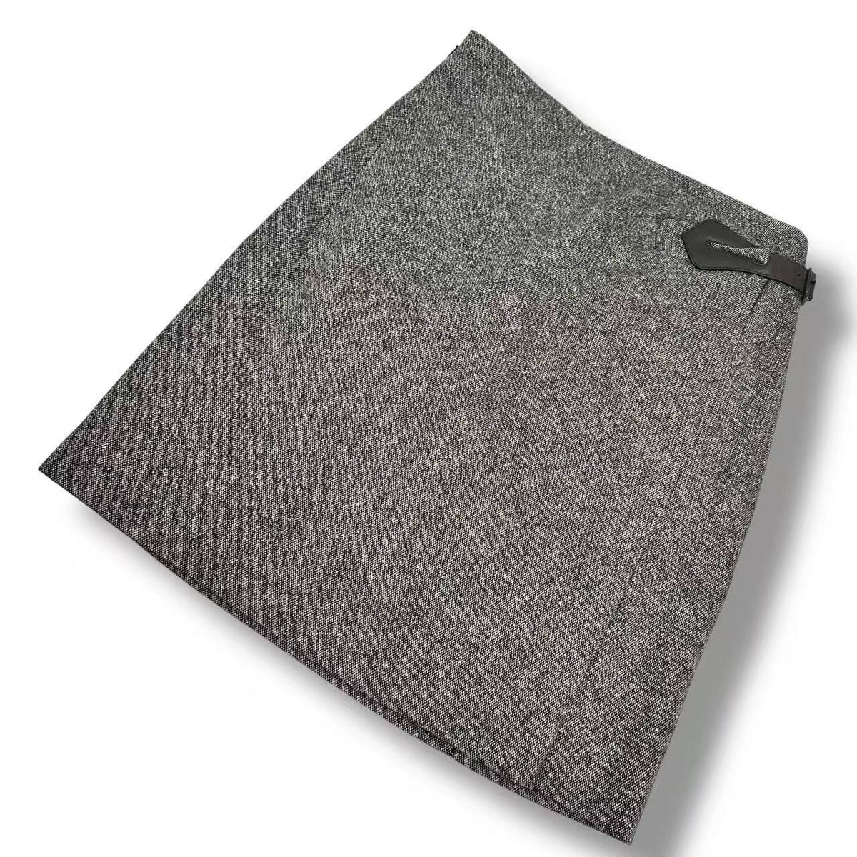 Hermes Skirt Cashmere Leather Gray 38
