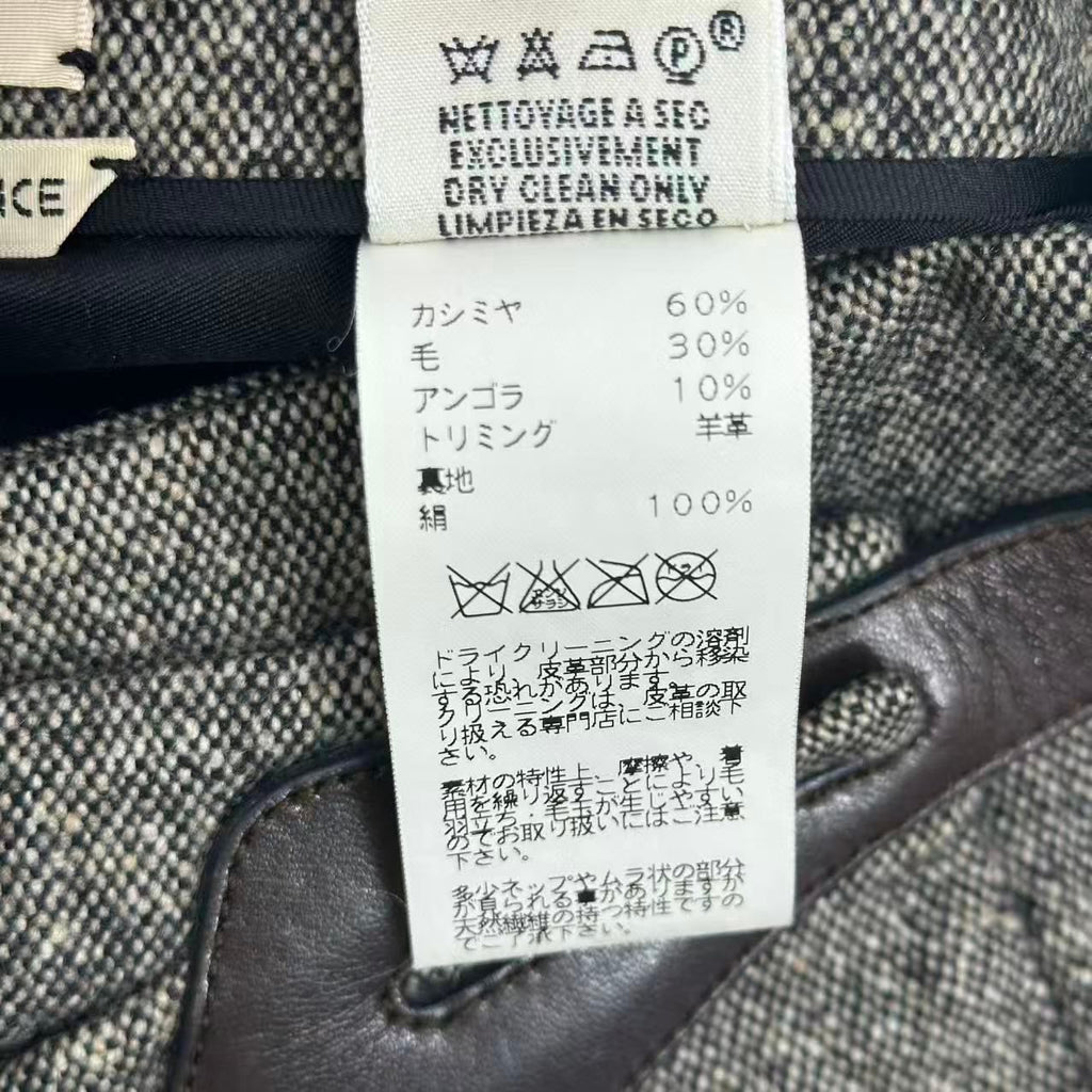 Hermes Skirt Cashmere Leather Gray 38
