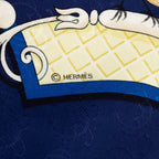 Hermes Carre 90 la Cle Des Champs Key to Freedom Scarf Blue Navy Silk — view 3