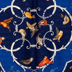 Hermes Carre 90 la Cle Des Champs Key to Freedom Scarf Blue Navy Silk — view 2
