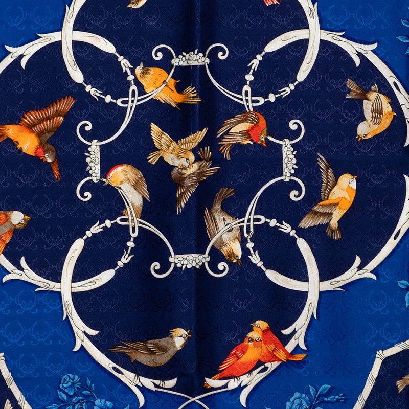 Hermes Carre 90 la Cle Des Champs Key to Freedom Scarf Blue Navy Silk — view 2