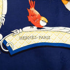 Hermes Carre 90 la Cle Des Champs Key to Freedom Scarf Blue Navy Silk — view 5
