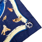 Hermes Carre 90 la Cle Des Champs Key to Freedom Scarf Blue Navy Silk — view 6