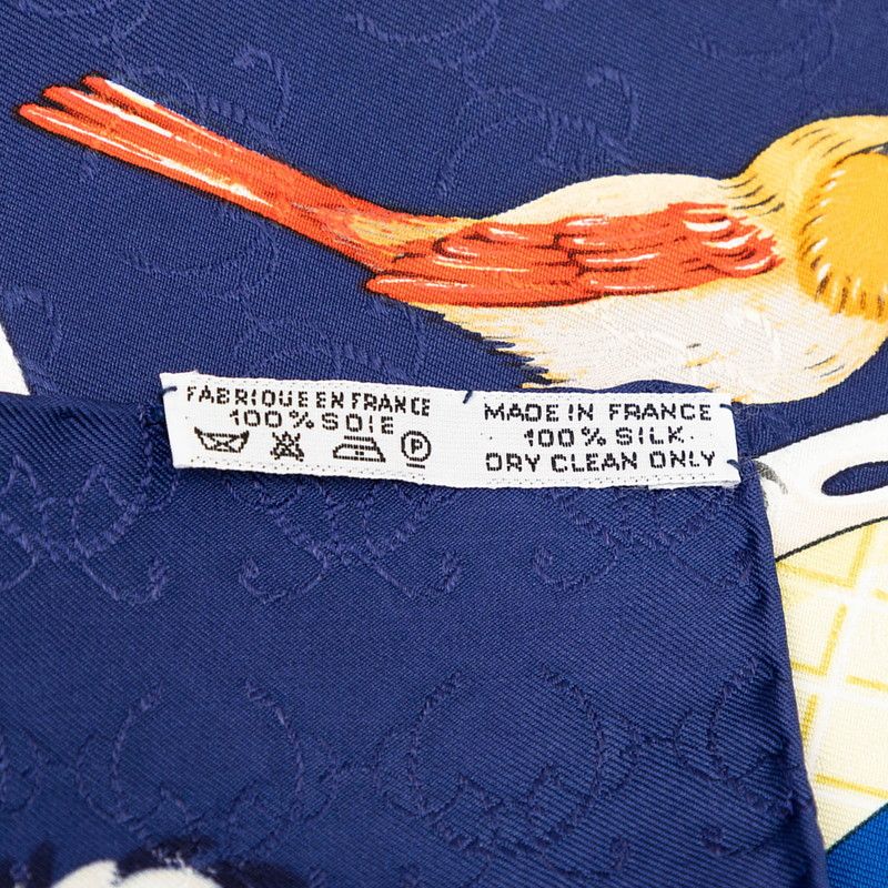 Hermes Carre 90 la Cle Des Champs Key to Freedom Scarf Blue Navy Silk — view 7