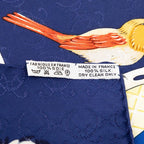 Hermes Carre 90 la Cle Des Champs Key to Freedom Scarf Blue Navy Silk — view 7