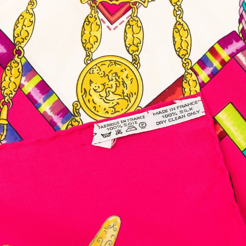 Hermes Carre 90 Petite Seamstress Scarf Pink White Silk — view 7