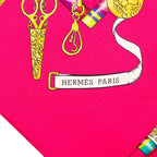 Hermes Carre 90 Petite Seamstress Scarf Pink White Silk — view 3