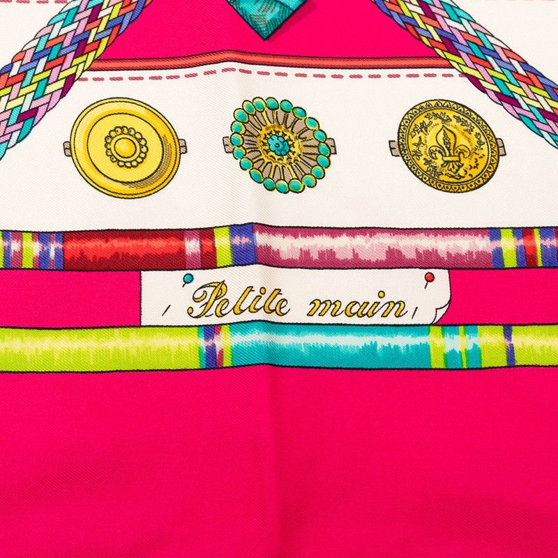 Hermes Carre 90 Petite Seamstress Scarf Pink White Silk — view 6