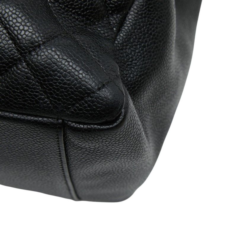 Chanel Quilted CC Logo Grand Shopping Tote GST Chain Shoulder Bag Black Caviar — view 4