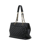 Chanel Quilted CC Logo Grand Shopping Tote GST Chain Shoulder Bag Black Caviar — view 2