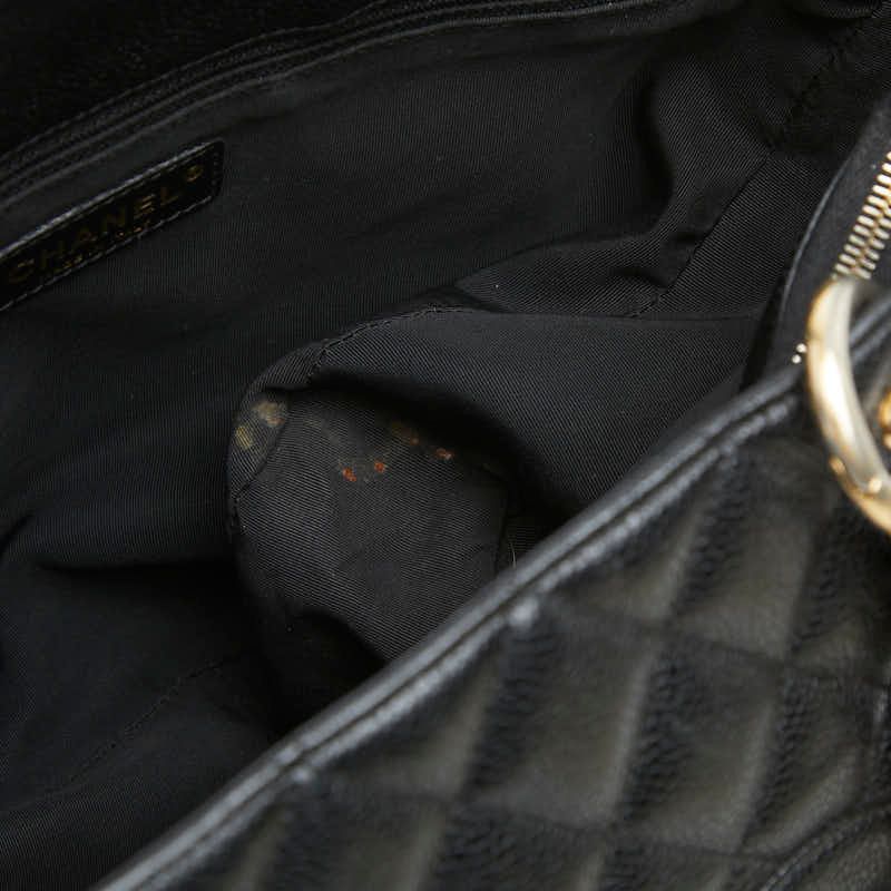 Chanel Quilted CC Logo Grand Shopping Tote GST Chain Shoulder Bag Black Caviar — view 8