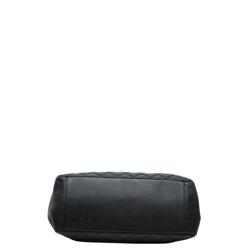 Chanel Quilted CC Logo Grand Shopping Tote GST Chain Shoulder Bag Black Caviar — view 3