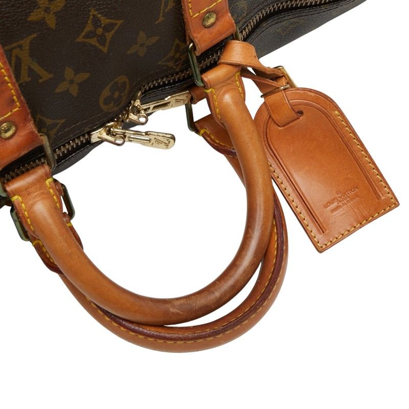 Louis Vuitton Monogram Keepall Bandouliere 45 Boston Bag 2-Way Brown Leather — view 9