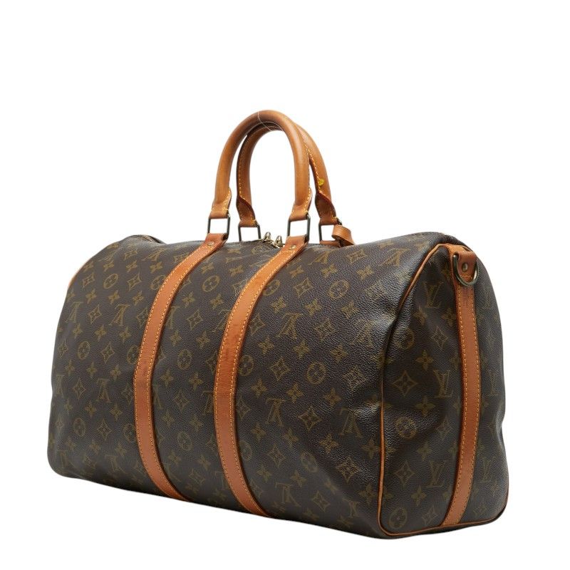 Louis Vuitton Monogram Keepall Bandouliere 45 Boston Bag 2-Way Brown Leather — view 2